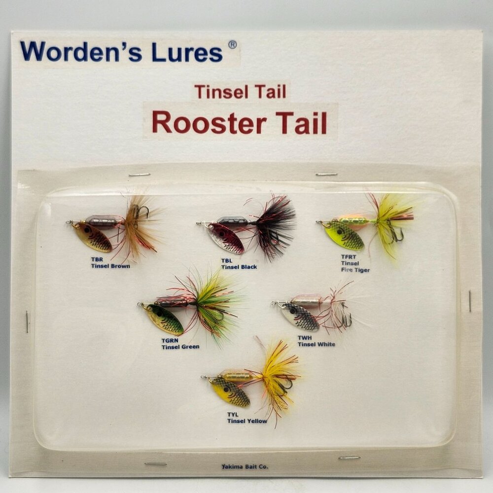 Wordens Tinsel Tail Rooster Tail Fishing Lures Sample Display Board 422730